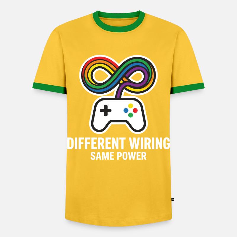 Different Wiring Same Power Gaming Motiv - Männer Kontrast-T-Shirt - Gelb/Grün 