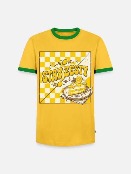 Stay Zesty Zitronenkuchen Retro - Männer Kontrast-T-Shirt - Gelb/Grün