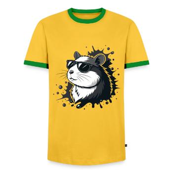 Hamster chic lunettes noires splash - T-shirt contrasté Homme - jaune/vert  - Devant - AI Model Female 172 light (172cm) & AI Model Male 178 dark (178cm)