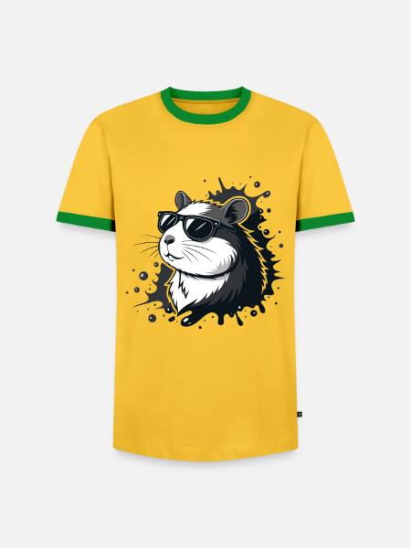 Chic hamster black glasses splash - Men's Ringer Shirt - yellow/green