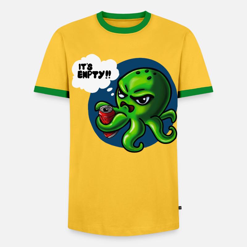 Grumpy Kraken - Männer Kontrast-T-Shirt - Gelb/Grün 