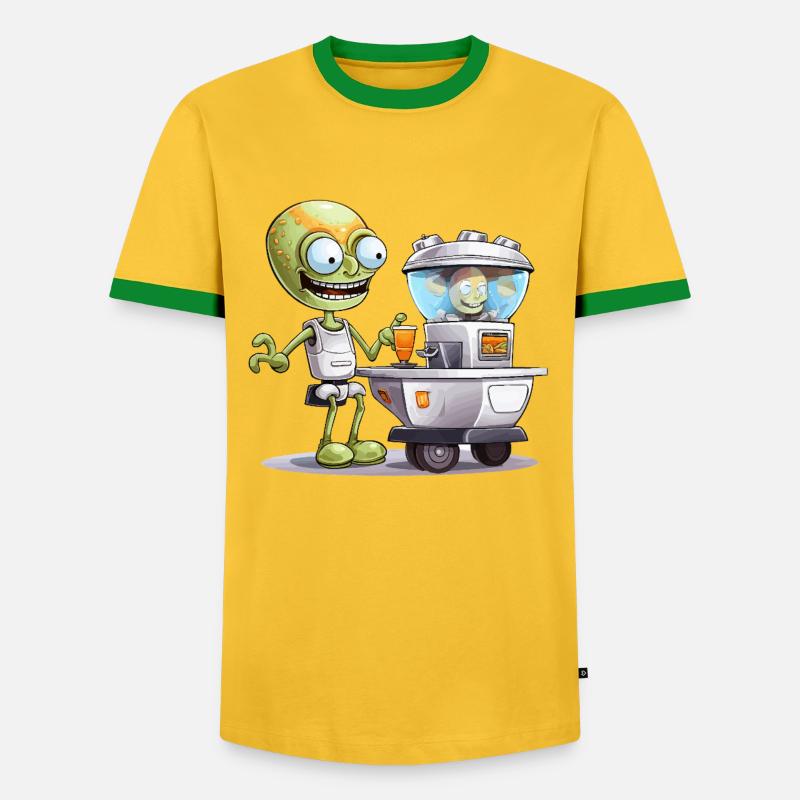 Alien Bartender at Space Bar - Men's Ringer Shirt - yellow/green 