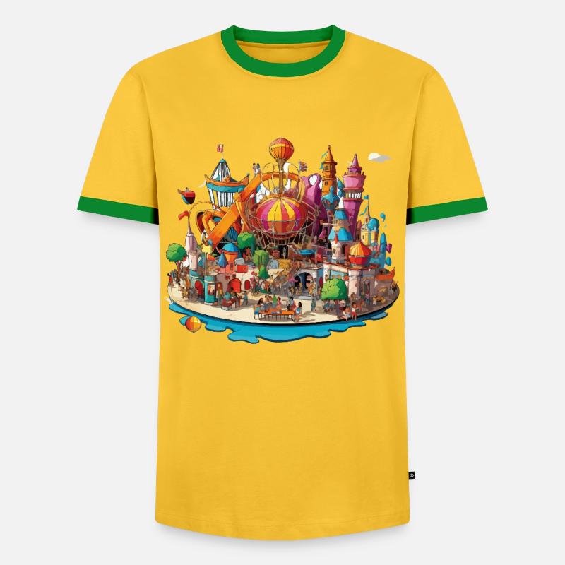Farbenfrohe Freizeitinsel - Männer Kontrast-T-Shirt - Gelb/Grün 