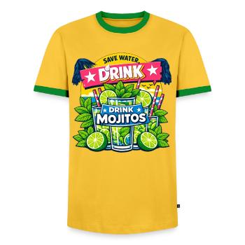 Sauvez l'eau, buvez Mojitos - T-shirt contrasté Homme - jaune/vert  - Devant - AI Model Female 172 light (172cm) & AI Model Male 178 dark (178cm)