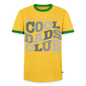 Cool Dads Club - Dad 2026 Gift - Men's Ringer Shirt - yellow/green  - Front - AI Model Female 172 light (172cm) & AI Model Male 178 dark (178cm)