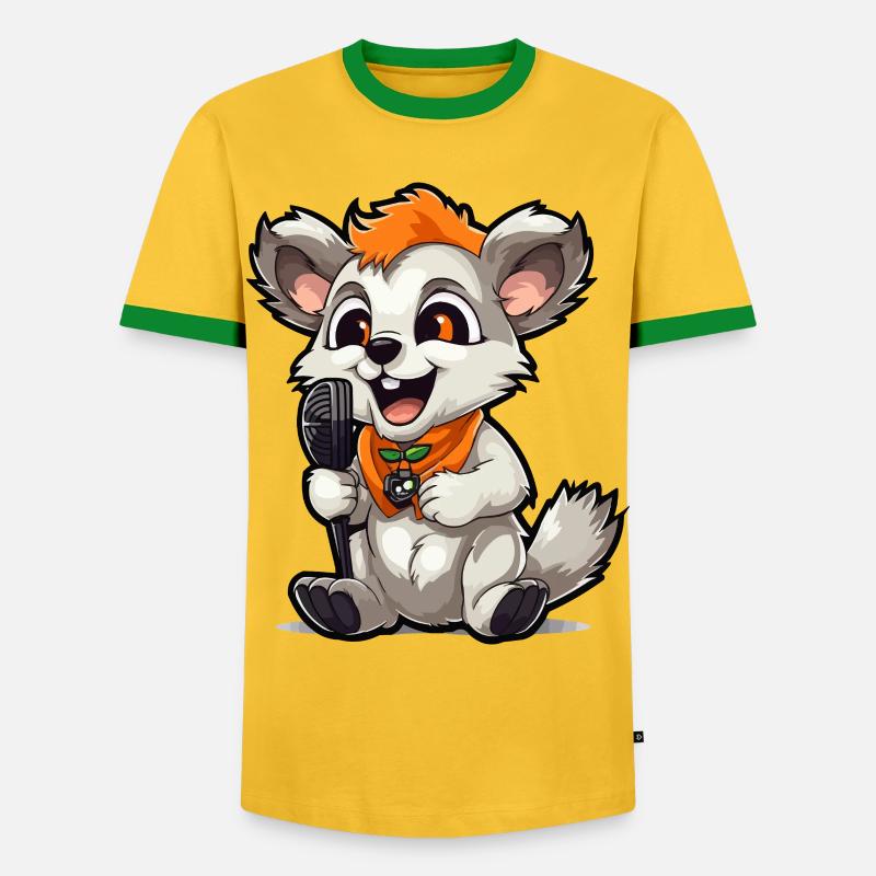 Singtierchen mit Mikrofon - Männer Kontrast-T-Shirt - Gelb/Grün 