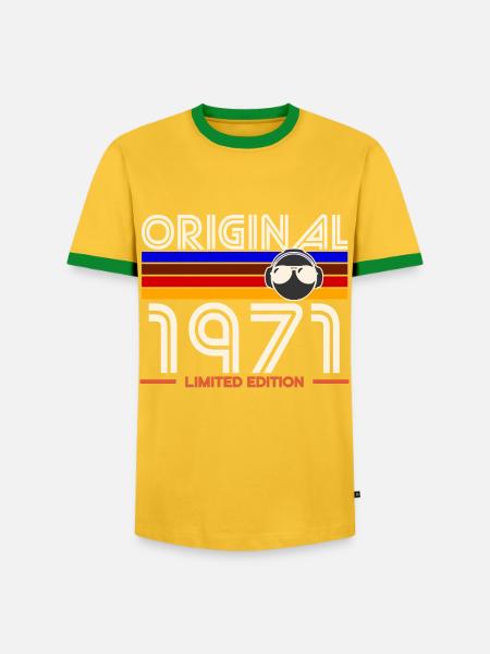 Originales Retro-Edition-T-Shirt von 1971 - Männer Kontrast-T-Shirt - Gelb/Grün 