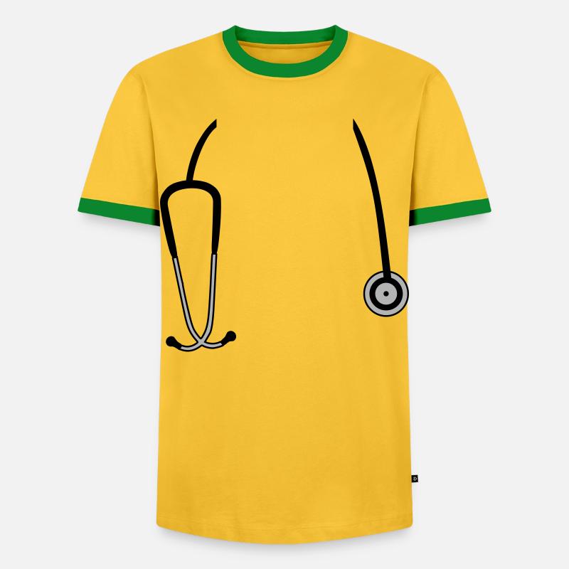 stethoscope - Men's Ringer Shirt - yellow/green