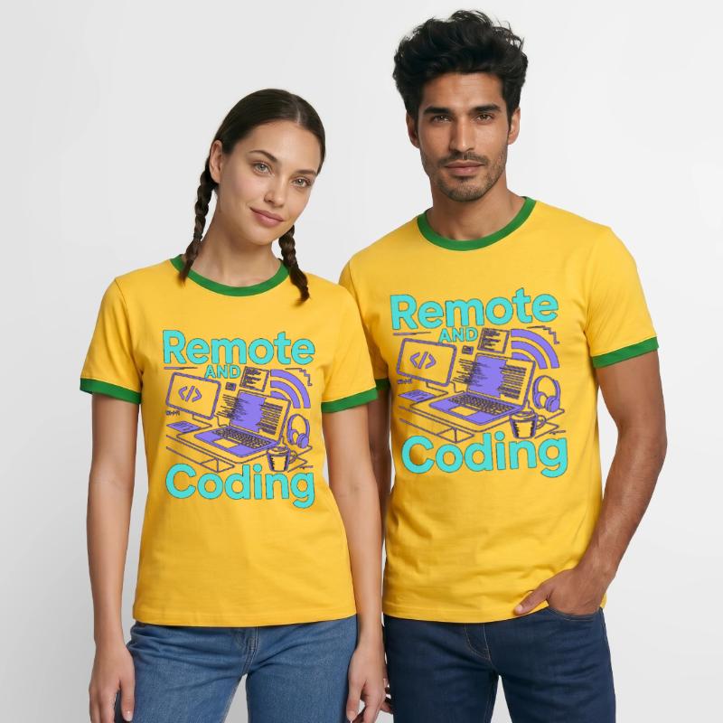 Remote Developer Remote And Coding Web Programmer Men's Ringer Shirt