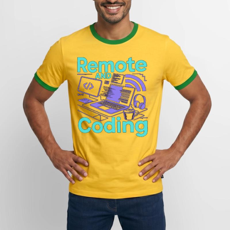 Remote Developer Remote And Coding Web Programmer Men's Ringer Shirt