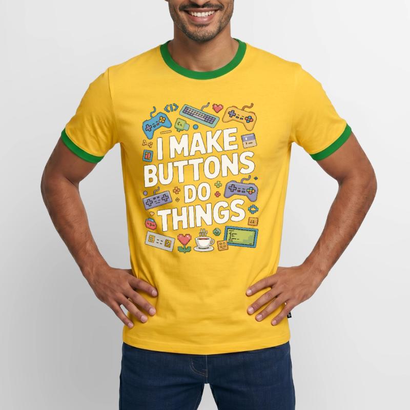 Game Developer I Make Buttons Software Developer Männer Kontrast-T-Shirt