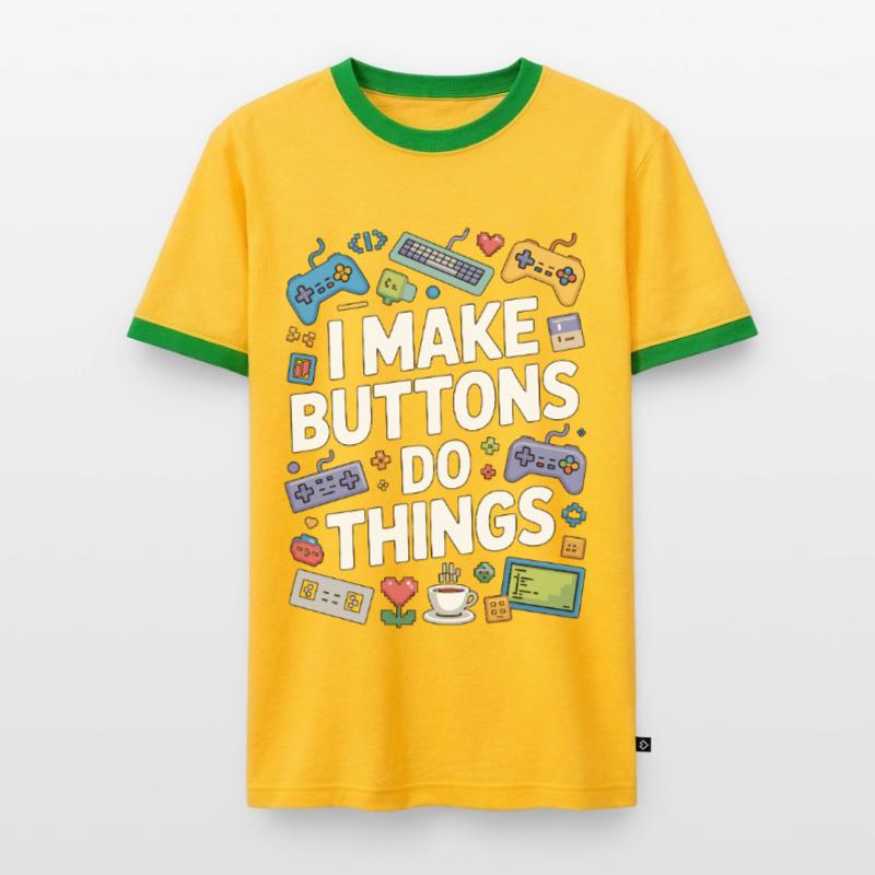 Game Developer I Make Buttons Software Developer Männer Kontrast-T-Shirt