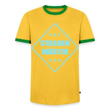 Straßenwärter - Männer Kontrast-T-Shirt - Gelb/Grün  - Vorne - AI Model Female 172 light (172cm) & AI Model Male 178 dark (178cm)