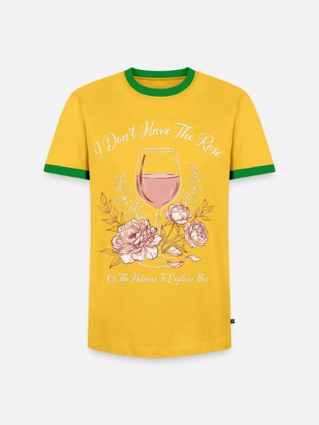 Weinglas Blumen-Teaser - Männer Kontrast-T-Shirt - Gelb/Grün