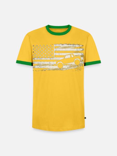 Grunge-Flaggen-Truck - Männer Kontrast-T-Shirt - Gelb/Grün