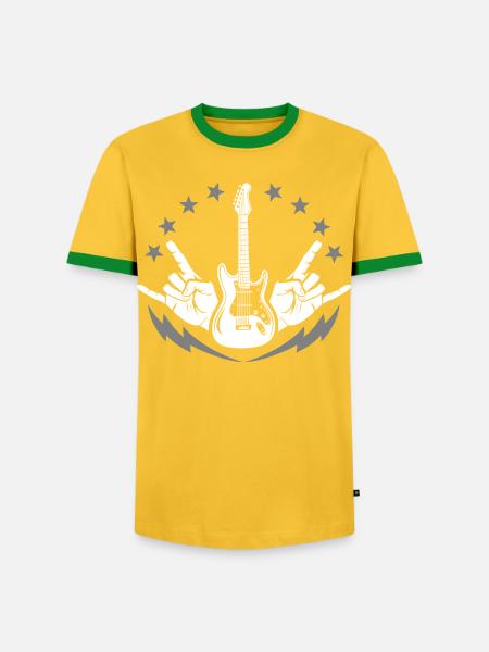 Lustiges Musiker - Männer Kontrast-T-Shirt - Gelb/Grün 