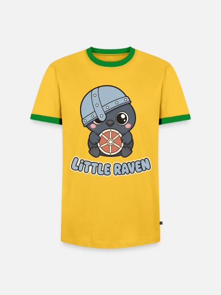 Kleiner Wikinger Rabe mit Schild - Männer Kontrast-T-Shirt - Gelb/Grün