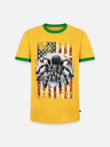Schwarze Vogelspinne US - Männer Kontrast-T-Shirt - Gelb/Grün