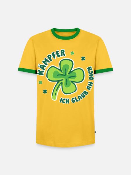 Kämpfer – Ich glaub an dich - Glücksbringer - Männer Kontrast-T-Shirt - Gelb/Grün 