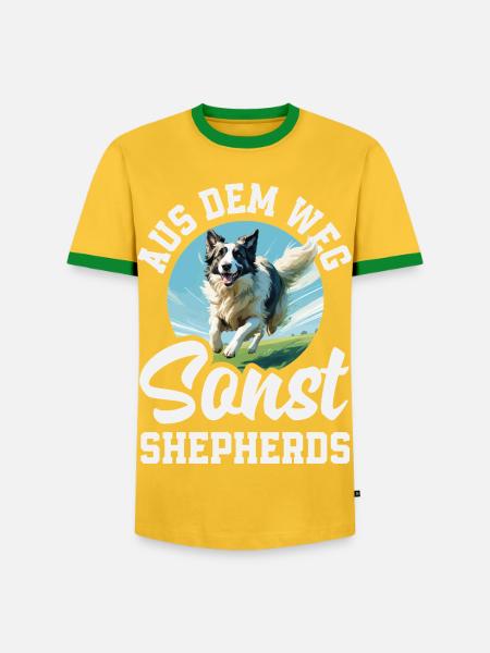 Australian Shepherd - Mein treuer Aussie - Männer Kontrast-T-Shirt - Gelb/Grün 