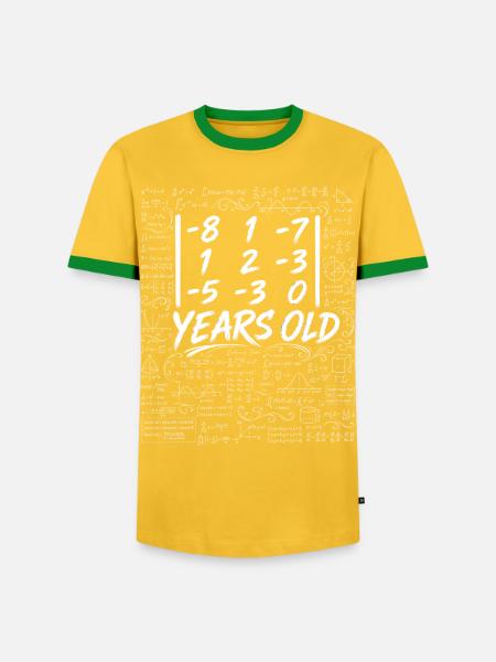 38. Jubiläum. Determinant Matrix Mathematik-Nerd Lustig - Männer Kontrast-T-Shirt - Gelb/Grün 