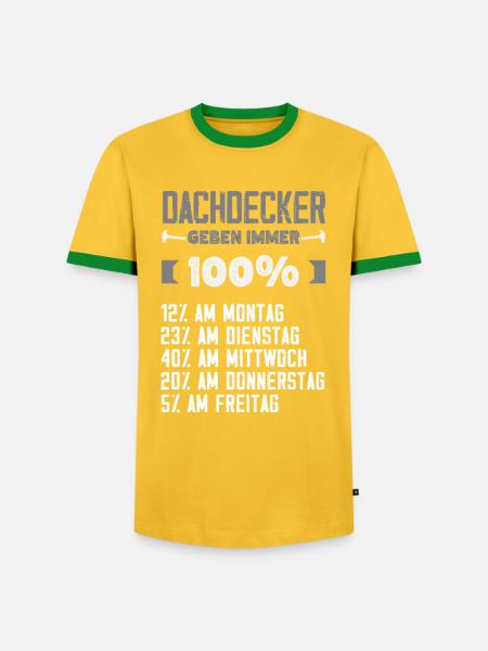 Dachdecker Spruch Lustig Handwerker Geschenk - Männer Kontrast-T-Shirt - Gelb/Grün 