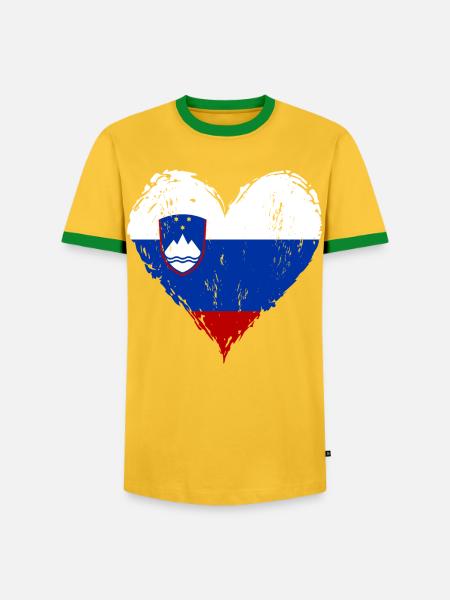 Slowenien Herzflagge Grunge - Männer Kontrast-T-Shirt - Gelb/Grün