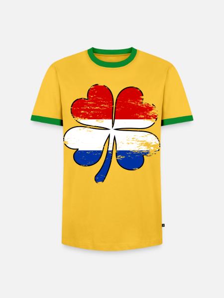 Holland Flagge Kleeblatt used - Männer Kontrast-T-Shirt - Gelb/Grün