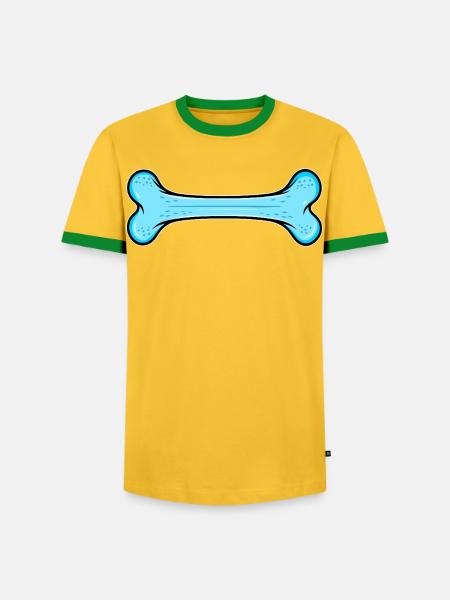 Blauer Hundknochen Comic - Männer Kontrast-T-Shirt - Gelb/Grün 