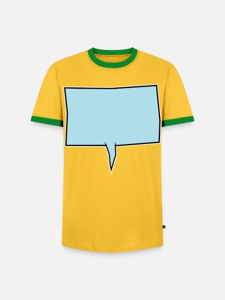 Eckige Sprechblase in Türkis - Männer Kontrast-T-Shirt - Gelb/Grün
