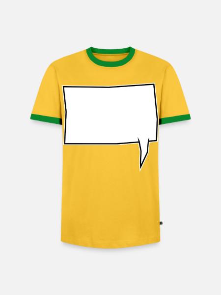Eckige Sprechblase rechts in Weiß - Männer Kontrast-T-Shirt - Gelb/Grün 