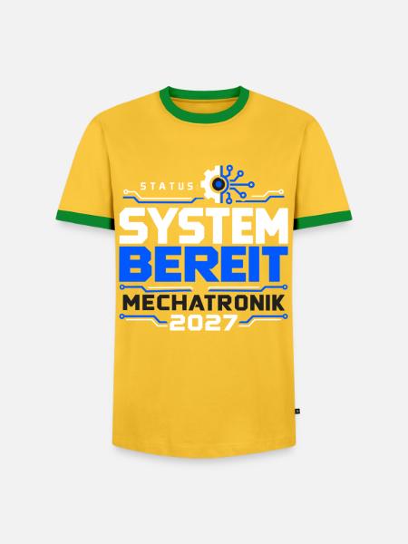 System bereit – Mechatronik Abschluss 2027 - Männer Kontrast-T-Shirt - Gelb/Grün 