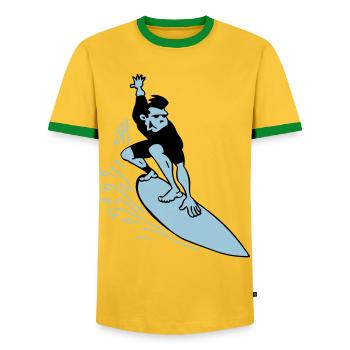 Surf - T-shirt contrasté Homme - jaune/vert  - Devant - AI Model Female 172 light (172cm) & AI Model Male 178 dark (178cm)