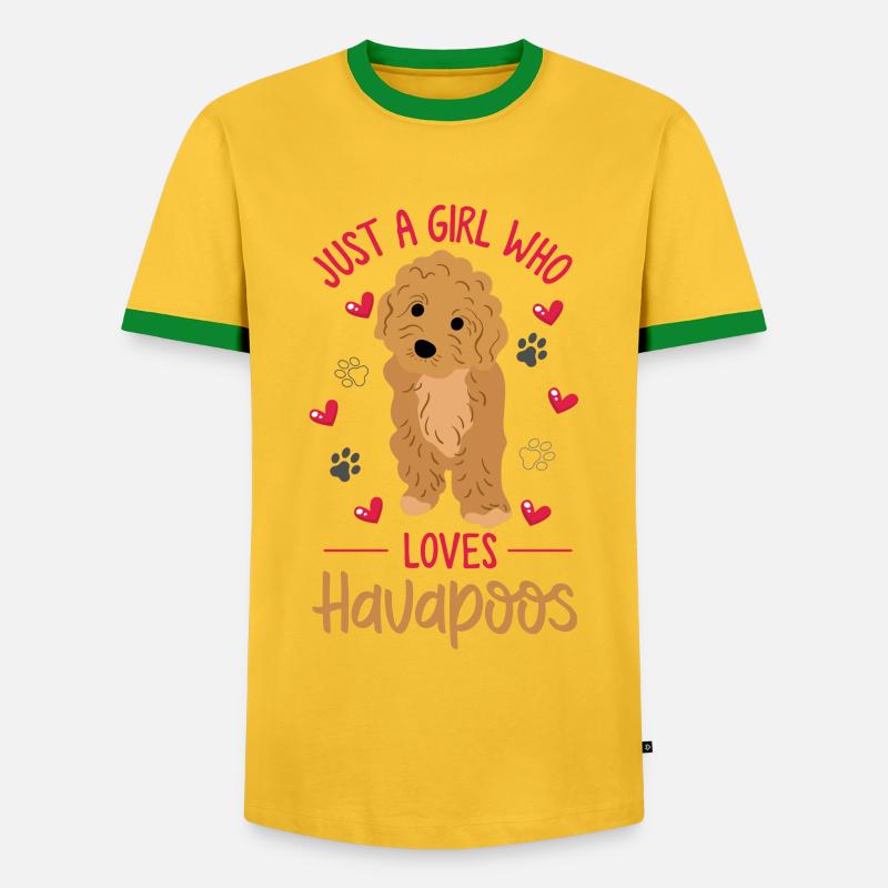 havapoo, havapoo havapoo mutter, Havaneser, - Männer Kontrast-T-Shirt - Gelb/Grün 