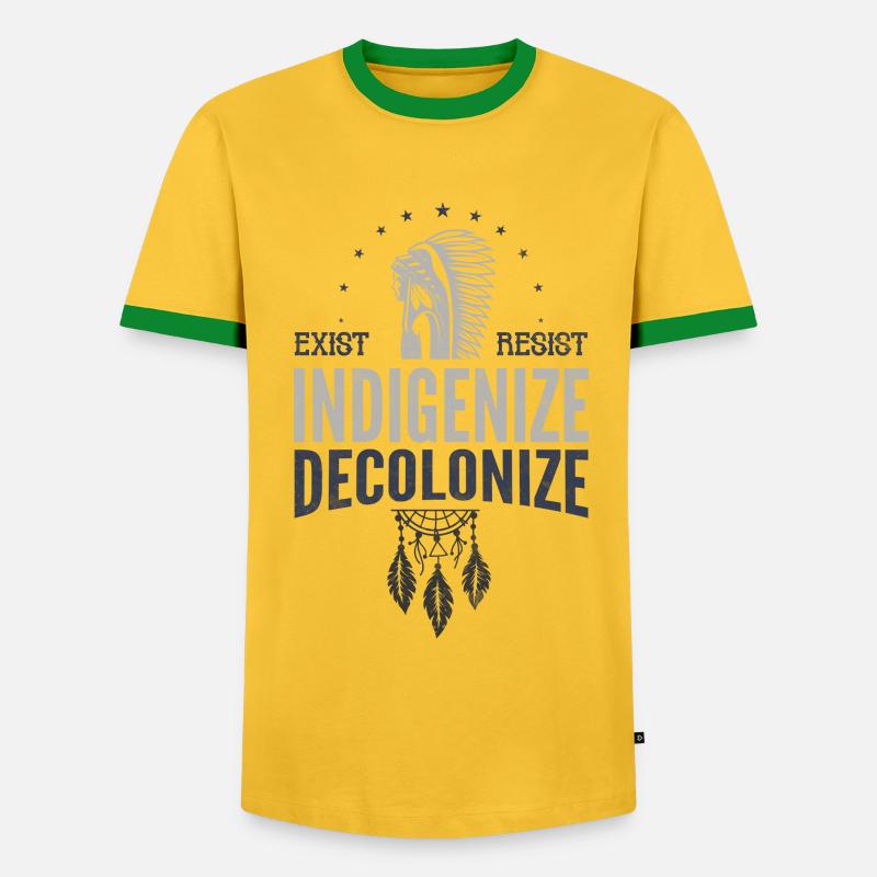 native Native Americans, - Men's Ringer Shirt - yellow/green
