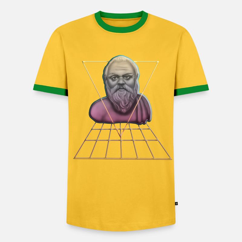 Socrates Philosopher Student Gift - Men's Ringer Shirt - yellow/green 