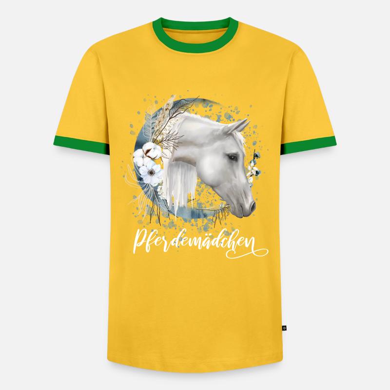 Pferdemädchen Pferde Geschenk Mädchen - Männer Kontrast-T-Shirt - Gelb/Grün