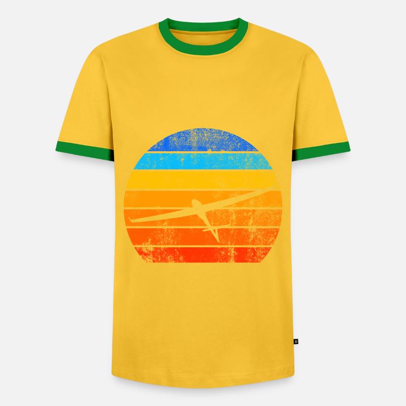 Gliding glider sunset - Men's Ringer Shirt - yellow/green 