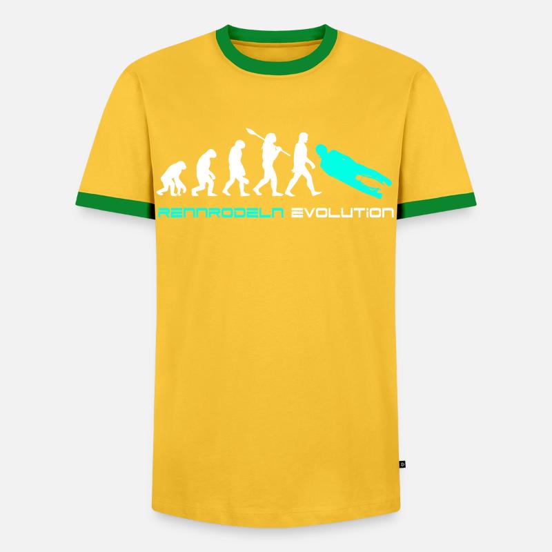Rennrodeln Evolution - Männer Kontrast-T-Shirt - Gelb/Grün