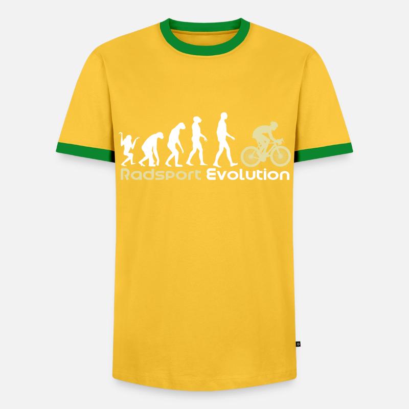 Evolution du cyclisme - T-shirt contrasté Homme - jaune/vert 