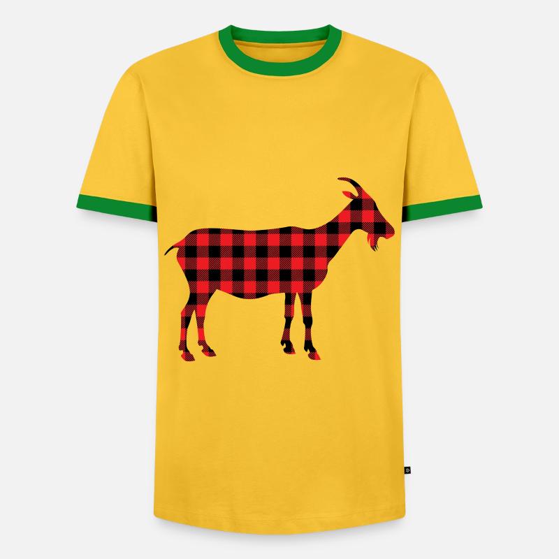 Goat billy goat pattern plaid - Men's Ringer Shirt - yellow/green 