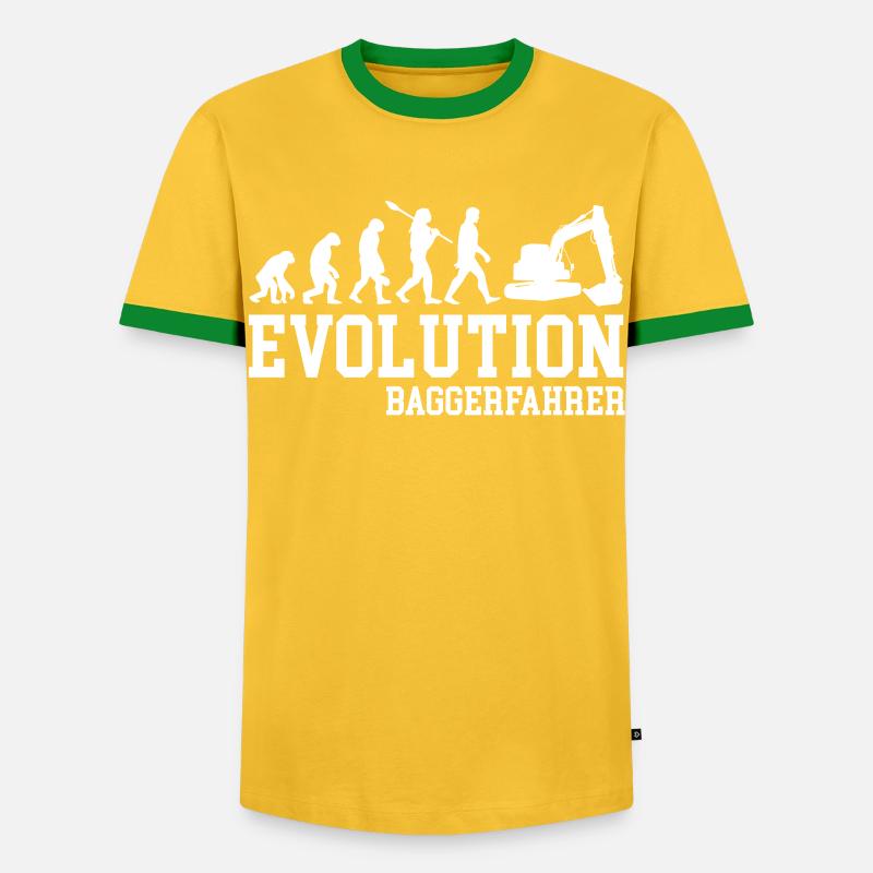 Evolution Bagger - Männer Kontrast-T-Shirt - Gelb/Grün