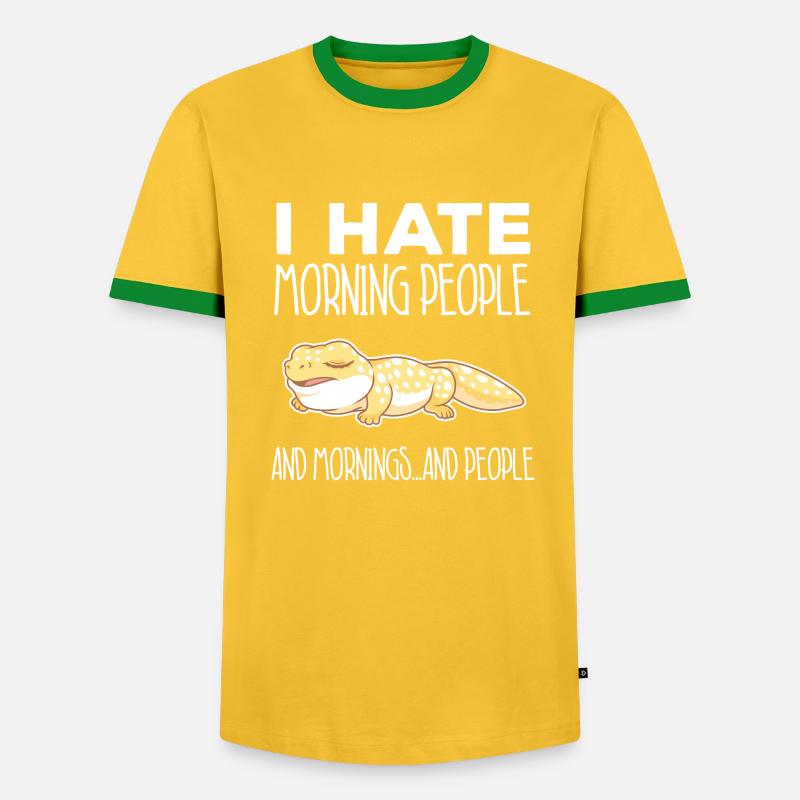 Leopard Gecko Hauben-Eidechsen-Salamander - Men's Ringer Shirt - yellow/green 
