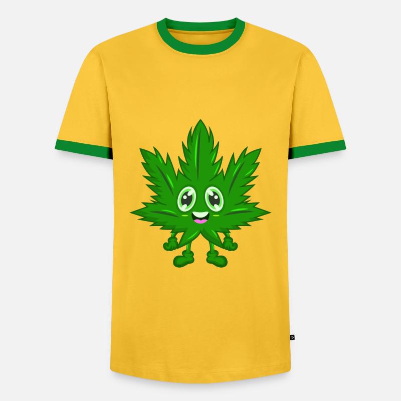 Cannabis comic hemp leaf - Men's Ringer Shirt - yellow/green 
