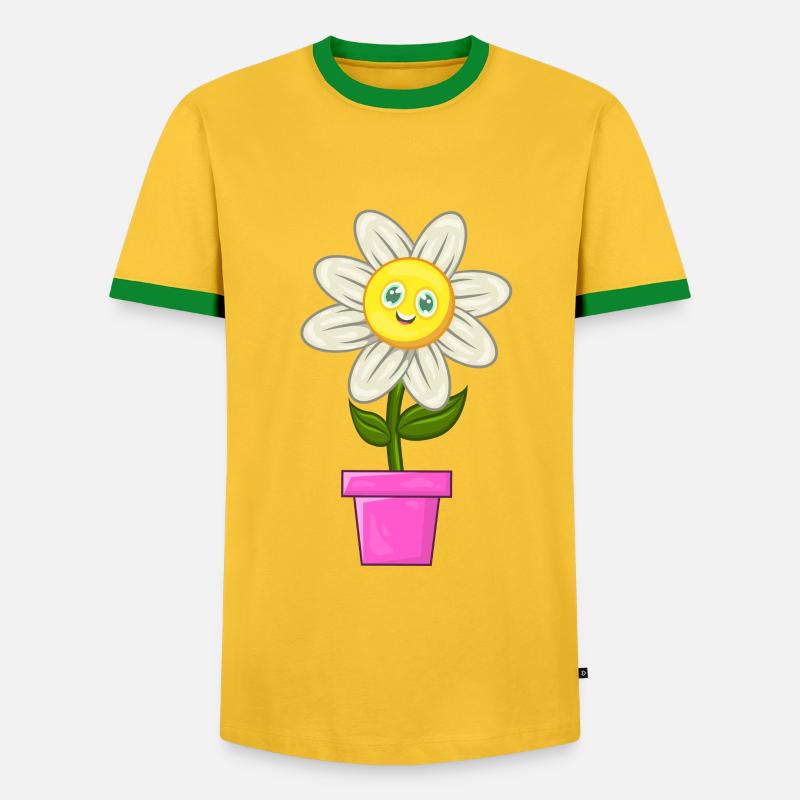 Gänseblümchen - Männer Kontrast-T-Shirt - Gelb/Grün
