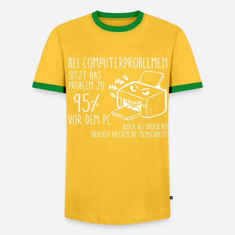 Computerproblem - Männer Kontrast-T-Shirt - Gelb/Grün 