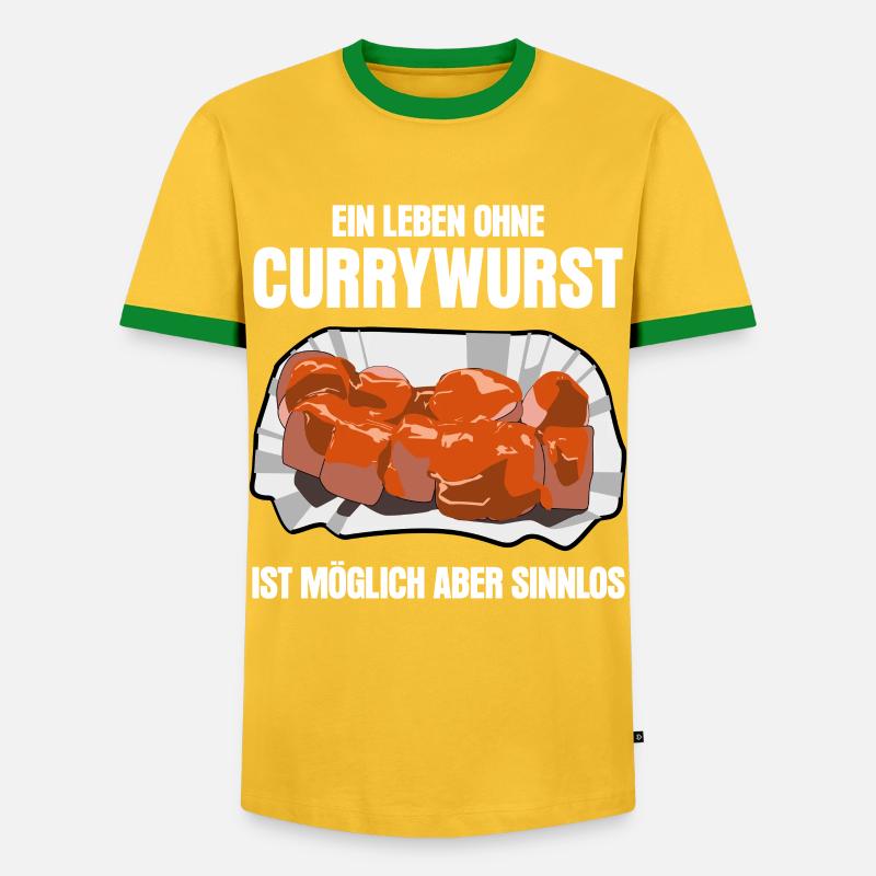 Currywurst lustiger Spruch mit Wurst - Männer Kontrast-T-Shirt - Gelb/Grün