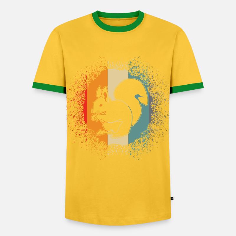 Eichhörnchen Squirrel - Retro Eichörnchen - Männer Kontrast-T-Shirt - Gelb/Grün 