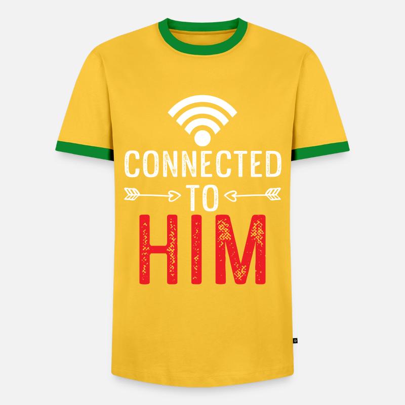 couples connected with him - Men's Ringer Shirt - yellow/green