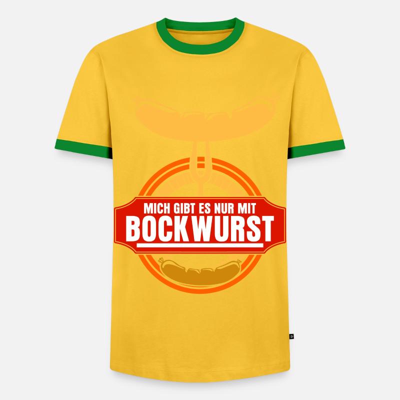 Bockwurst Wurst Würstchen Bratwurst - Männer Kontrast-T-Shirt - Gelb/Grün 